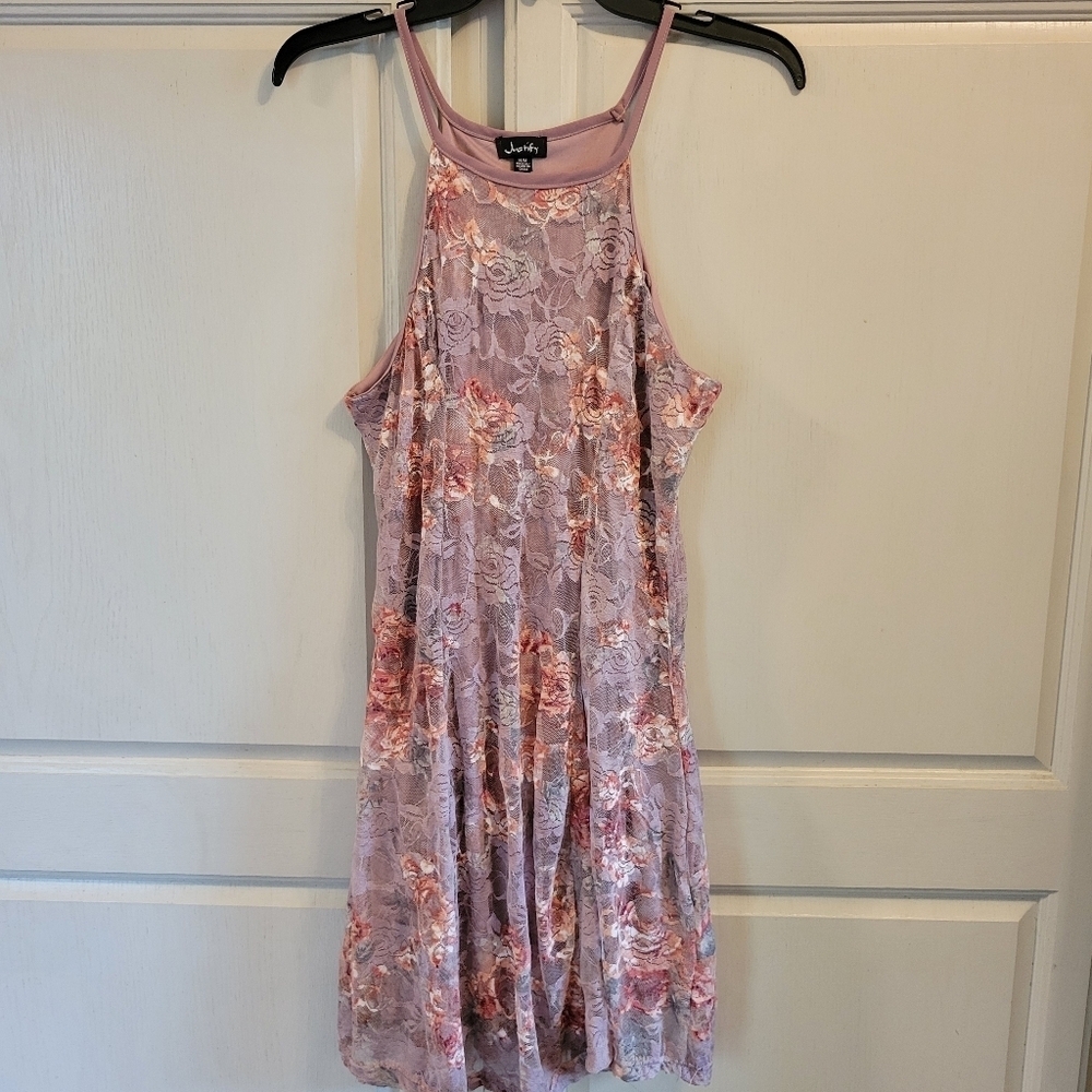 Justify Mauve Rose Lace Mini Dress